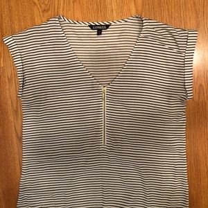 Express striped zipper front blouse